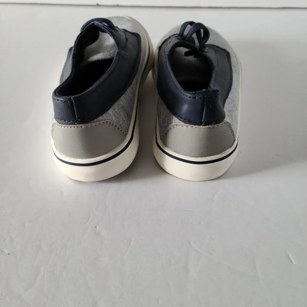 CAT & JACK AHOY STYLE PULL ON BOYS BOAT SHOES LIGHT/DARK BLUE COMBO SIZE 7